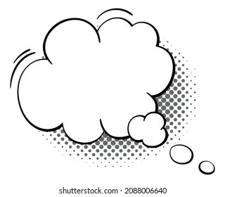 Conversation cloud template. Blank message bubble with halftone effect