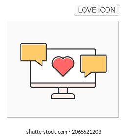 Conversation Color Icon. Virtual Dialogue With Beloved Person. Romantic Message. Virtual Date. Love Concept. Isolated Vector Illustration