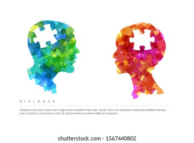 Conversation concept illustration with twho heads