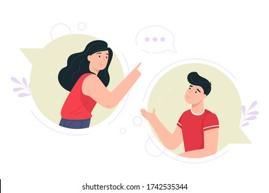 Conversation concept illustration. Vector in flat style. Communication, chat, conversation