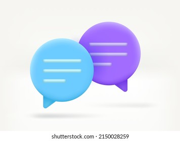 Conversation concept with who speech bubbles. 3d vector illustration