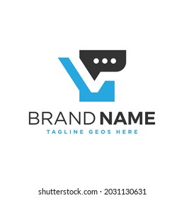 conversation data storage technology logo design with letter V