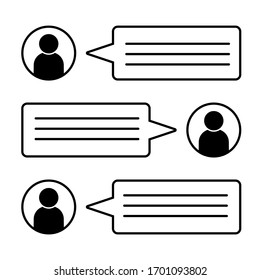 Icono de diálogo de conversación sms o aplicación de mensajería crear burbujas ilustración vectorial