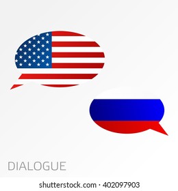 Conversation dialogue between United States of America and Russia - vector graphics