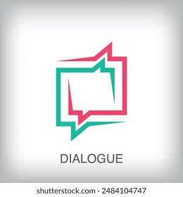 Conversation dialogue bubble sign modern logo. Unique color transitions. Corporate meeting industry logo template. vector