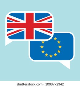 Conversation dialogue bubbles between European Union and United Kingdom