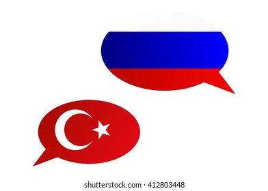 Conversation dialogue bubbles between Russian Federation and Turkey