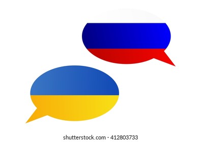 Conversation dialogue bubbles between Russian Federation and Ukraine