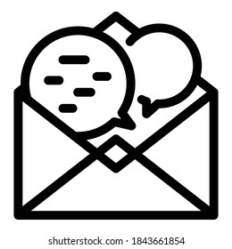 Conversation envelope icon. Outline conversation envelope vector icon for web design isolated on white background