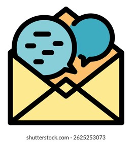 Conversation envelope icon. Outline conversation envelope vector icon color flat isolated