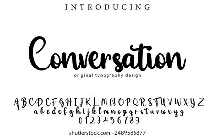 Conversation Font Stylish brush painted an uppercase vector letters, alphabet, typeface