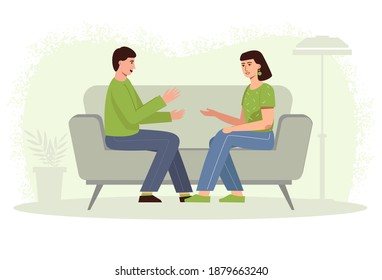 Conversation of friends. Dialogue between brother and sister. Communication between husband and wife.