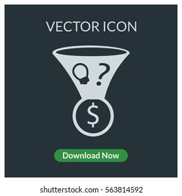 Conversation funnel and dollar vector icon