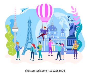 Conversation with the guide, sightseeing, photos for memory. The concept of travel, excursions, research of architecture of distant countries.