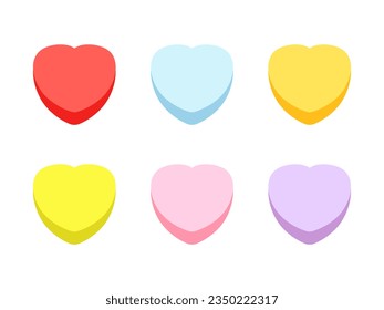 Conversation heart blank colorful icon set. Clipart image isolated on white background