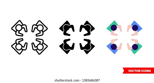 Conversation icon of 3 types: color, black and white, outline. Isolated vector sign symbol.
