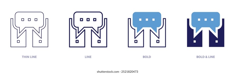 Conversation icon in 4 different styles. Thin Line, Line, Bold, and Bold Line. Duotone style. Editable stroke.