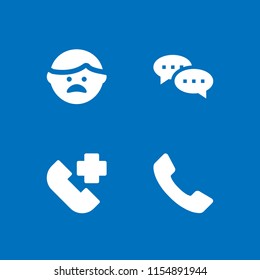 conversation icon. 4 conversation set with phone receiver, talk, arguing and hospital phone vector icons for web and mobile app
