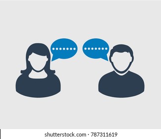 Conversation Icon. Bubble symbol in male and female head.