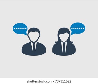Conversation Icon. Bubble symbol in male and female head.