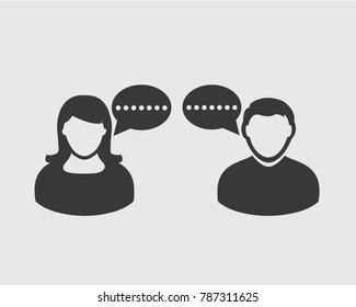 Conversation Icon. Bubble symbol in male and female head.