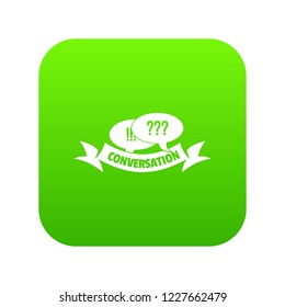 Conversation icon green vector isolated on white background