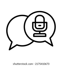 Conversation Icon. Line Art Style Design Isolated On White Background