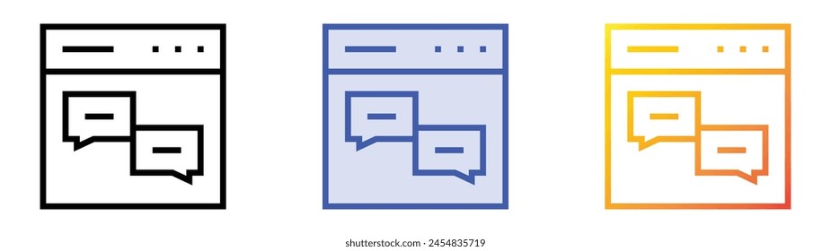 conversation icon. Linear, Blue Fill and Gradient Style Design Isolated On White Background