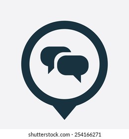 Conversation icon map pin on white background 
