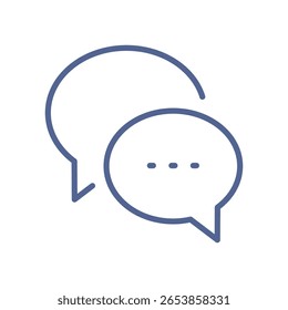 Ícone de conversação, símbolo de bolha de fala mínima, elemento de comunicação, conceito de diálogo, interação social, compartilhamento de ideias, discussão em equipe, linha de troca de comentários verbal ilustração de vetor plana.
