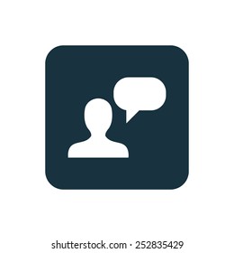 conversation icon Rounded squares button, on white background 