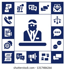 conversation icon set. 17 filled conversation icons.  Simple modern icons about  - Speech, Chat, Discussion, Commentator, Mobile, Comment, Bubbles, Talk, Communication
