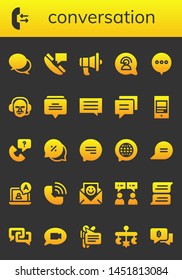 conversation icon set. 26 filled conversation icons.  Simple modern icons about  - Chat, Call, Communication, Commentator, Conversation, Mobile, Speech