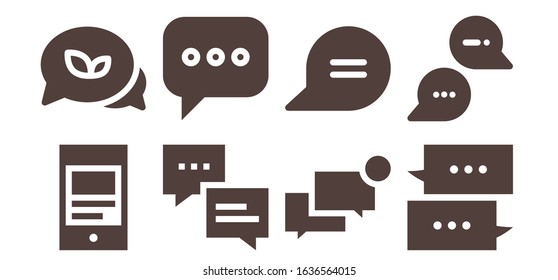 conversation icon set. 8 filled conversation icons.  Simple modern icons such as: Mobile, Conversation, Chat