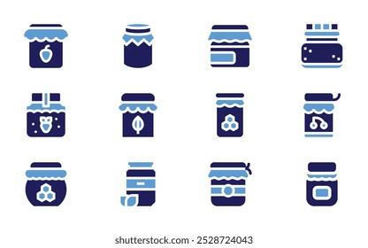 Conversation icon set. Bold style. Duotone colors. honey, jam, jamjar, marmalade, honeyjar, strawberryjam.