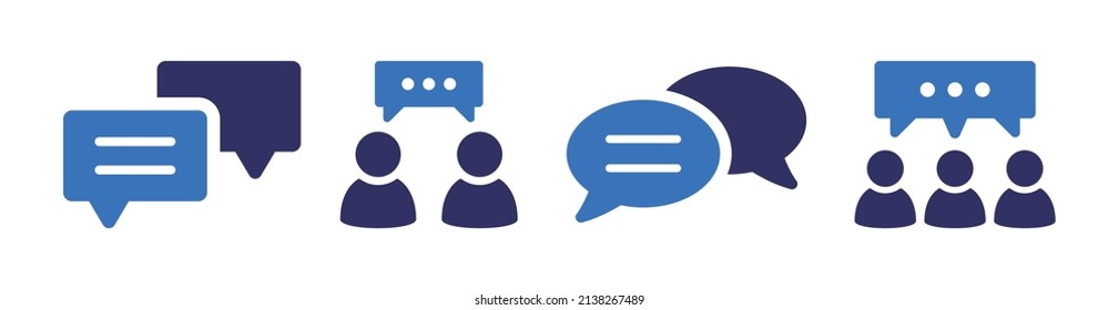 Conversation icon set. Containing speech bubble, talking, message and people discuss icon vector illustration.