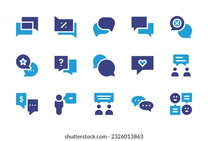 Conversation icon set. Duotone color. Vector illustration. Containing conversation, speech bubble, talk, chat. 