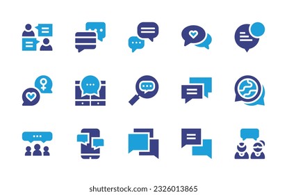 Conversation icon set. Duotone color. Vector illustration. Containing conversation, speech bubbles, speech bubble, talking, discussion. 