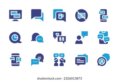 Conversation icon set. Duotone color. Vector illustration. Containing conversation, no talk, talk. 