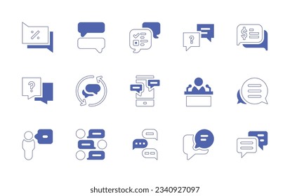 Conversation icon set. Duotone style line stroke and bold. Vector illustration. Containing conversation, news, chat, talk, message.