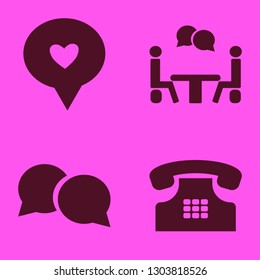 conversation icon set with talking people, home phone and love chat bubble vector illustration