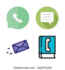 conversation icon set. vector set about chat, speech bubble, phone book and message icons set.