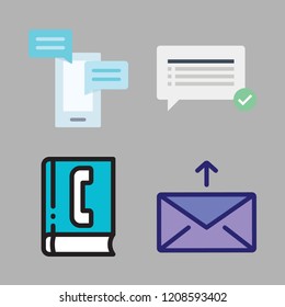 conversation icon set. vector set about message, phone book and chat icons set.