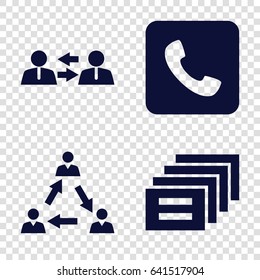 Conversation icons set. set of 4 conversation filled icons such as call, communication