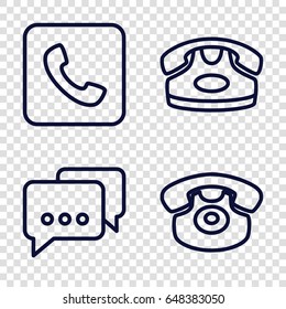 Conversation icons set. set of 4 conversation outline icons such as desk phone, call