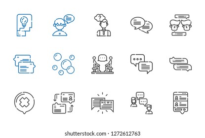 conversation icons set. Collection of conversation with chat, dialogue, discussion, bubbles, thinking. Editable and scalable conversation icons.