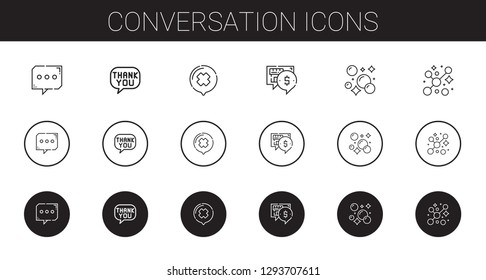 conversation icons set. Collection of conversation with chat, speech bubble, bubble, bubbles. Editable and scalable conversation icons.