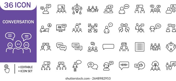 Conversation Icons Set, Communication, Chat, Dialogue, Meeting, People, Teamwork 