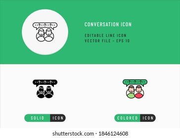 Iconos de conversación establecen la ilustración del vector de trazo editable. Persona pregunta el símbolo del problema. Estilo de línea de iconos en un fondo aislado para la aplicación móvil, el diseño web y la presentación.