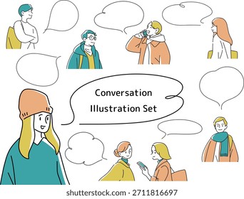 Unterhaltungs-Illustrationsmaterial-Set: Sprechblasen und Menschen